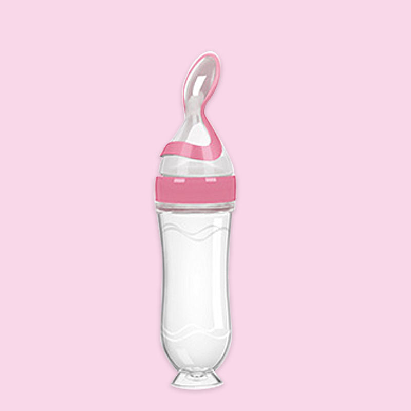 Baby Silicone Rice Paste Feeding Spoon & Bottle Set