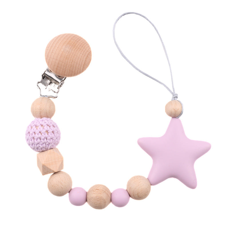 Baby Pacifier Clip with Teether & Drop-Preventing Chain