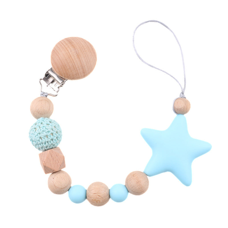 Baby Pacifier Clip with Teether & Drop-Preventing Chain