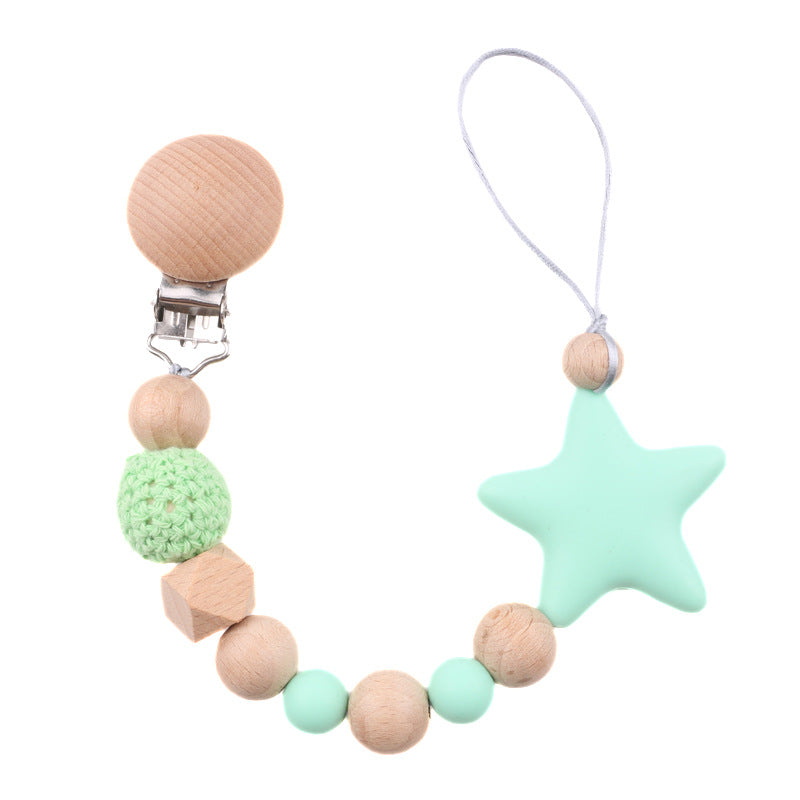 Baby Pacifier Clip with Teether & Drop-Preventing Chain