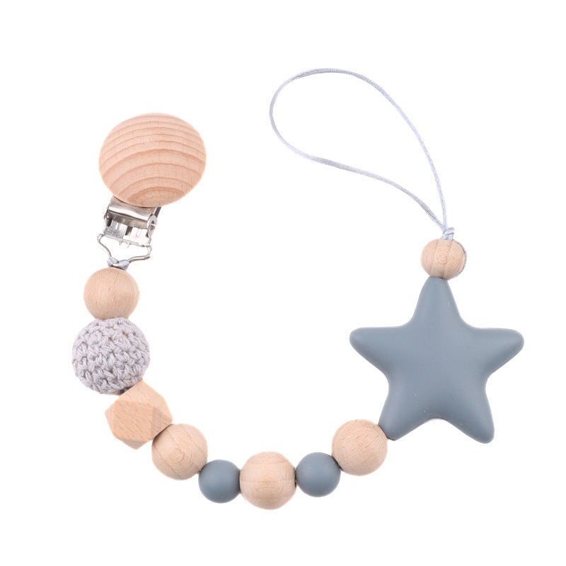 Baby Pacifier Clip with Teether & Drop-Preventing Chain