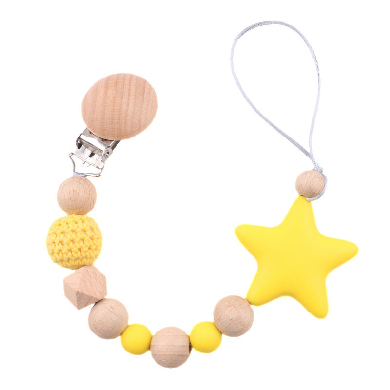 Baby Pacifier Clip with Teether & Drop-Preventing Chain