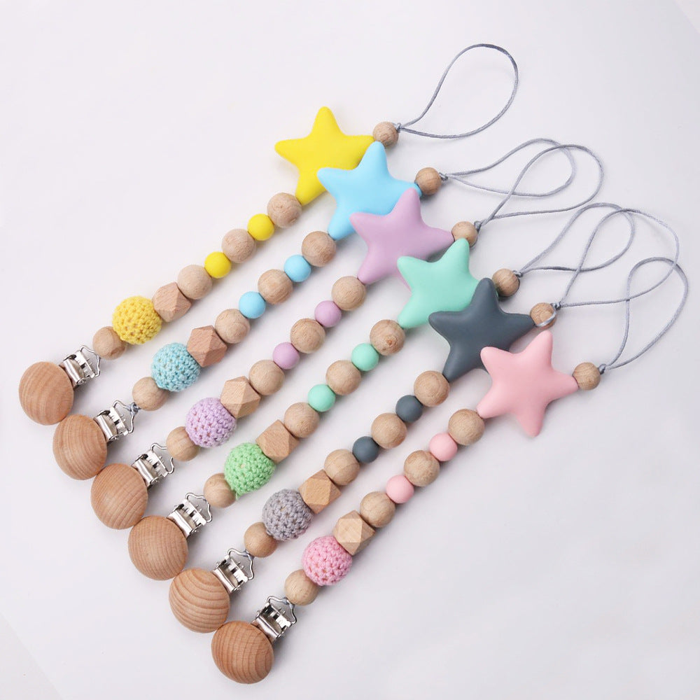 Baby Pacifier Clip with Teether & Drop-Preventing Chain