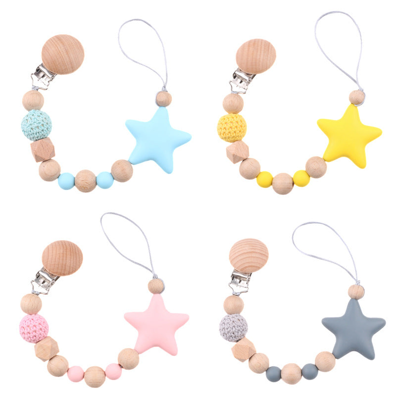 Baby Pacifier Clip with Teether & Drop-Preventing Chain
