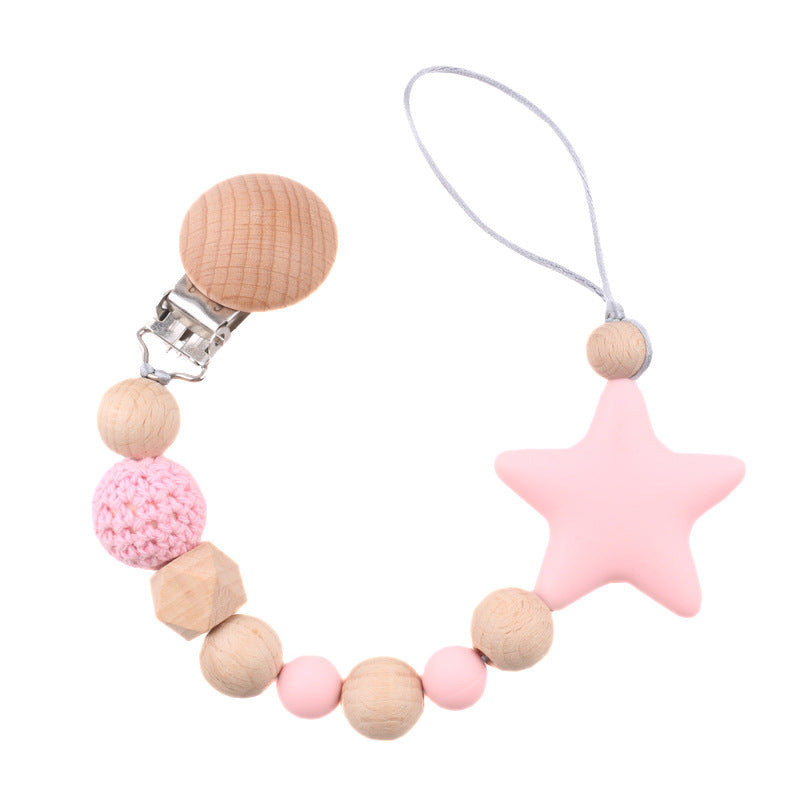 Baby Pacifier Clip with Teether & Drop-Preventing Chain