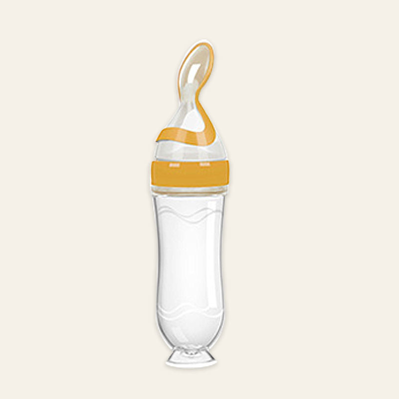 Baby Silicone Rice Paste Feeding Spoon & Bottle Set
