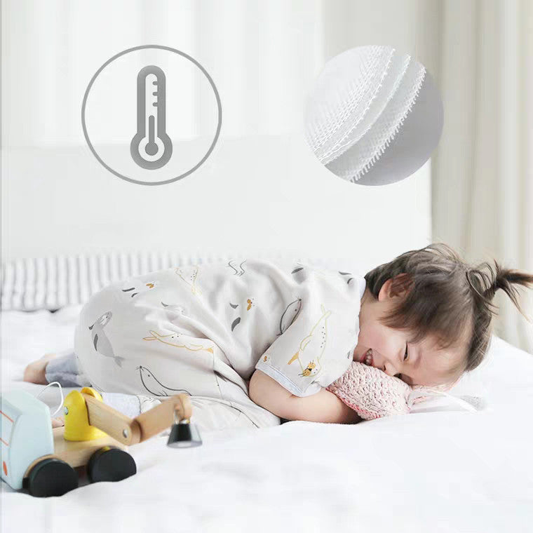 Baby Bamboo Cotton Gauze Sleeping Bag – Lightweight & Breathable Wearable Blanket