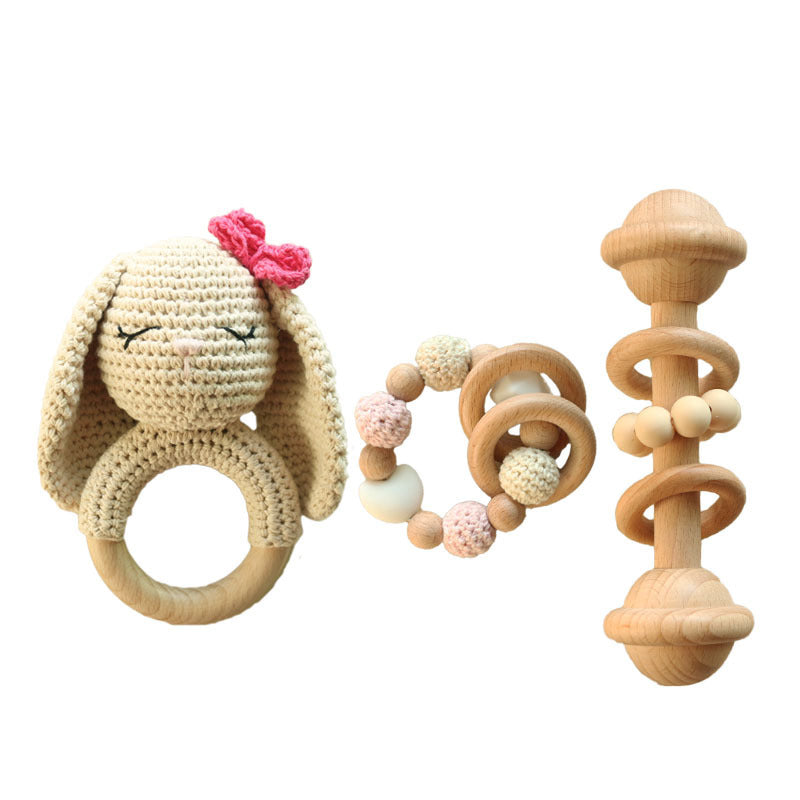 Baby Handmade Wool Crochet Rabbit Rattle Toy