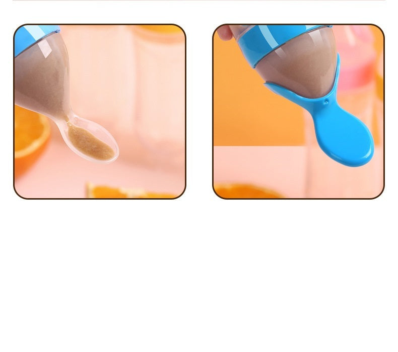 Baby Silicone Rice Paste Feeding Spoon & Bottle Set