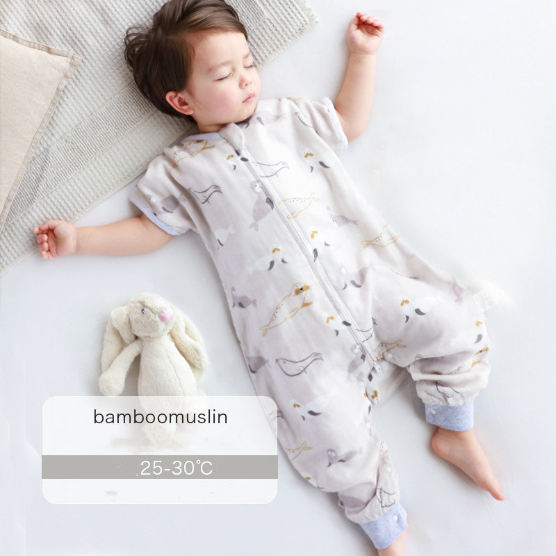Baby Bamboo Cotton Gauze Sleeping Bag – Lightweight & Breathable Wearable Blanket