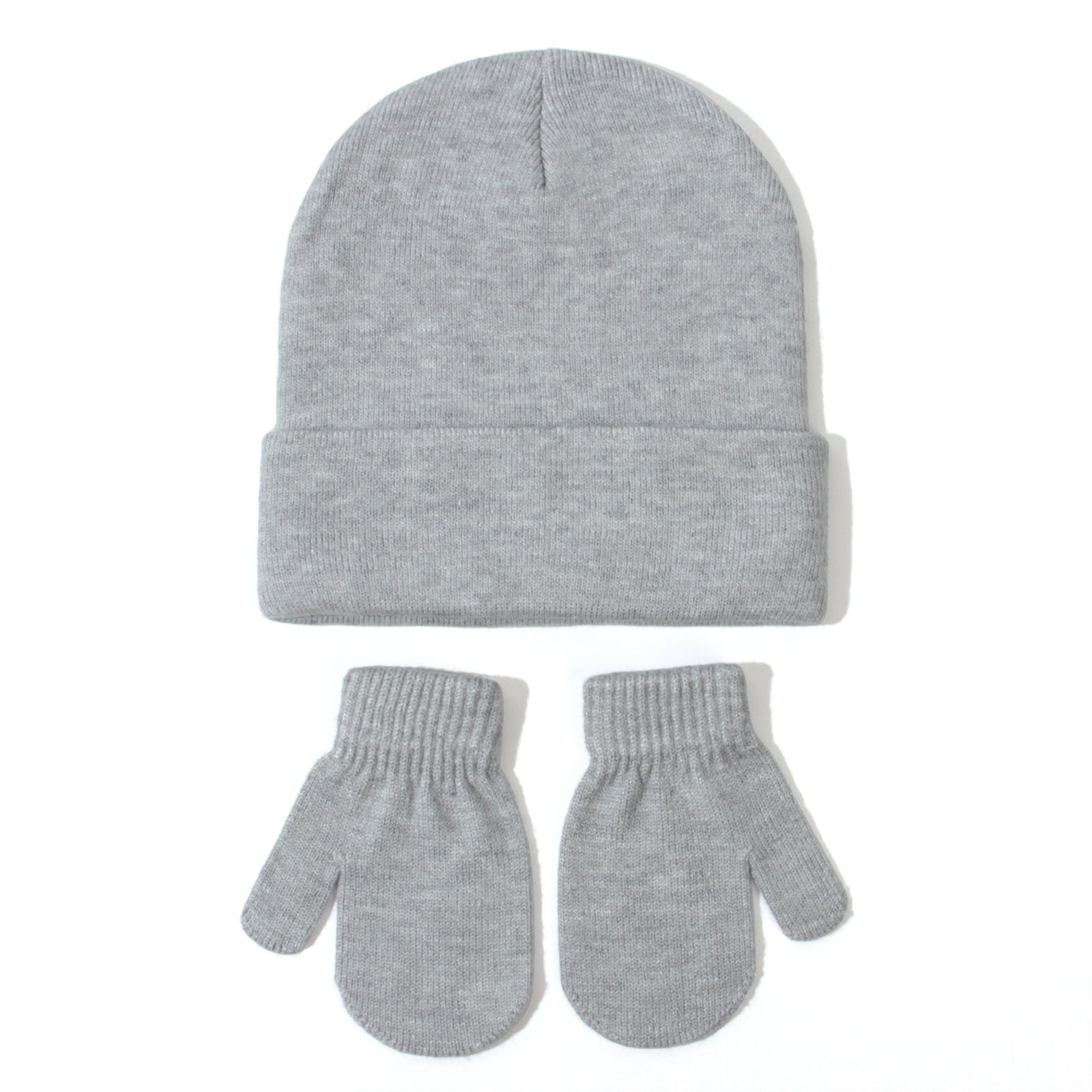 All-matching Solid Color Baby Knitted Hat Gloves Suit