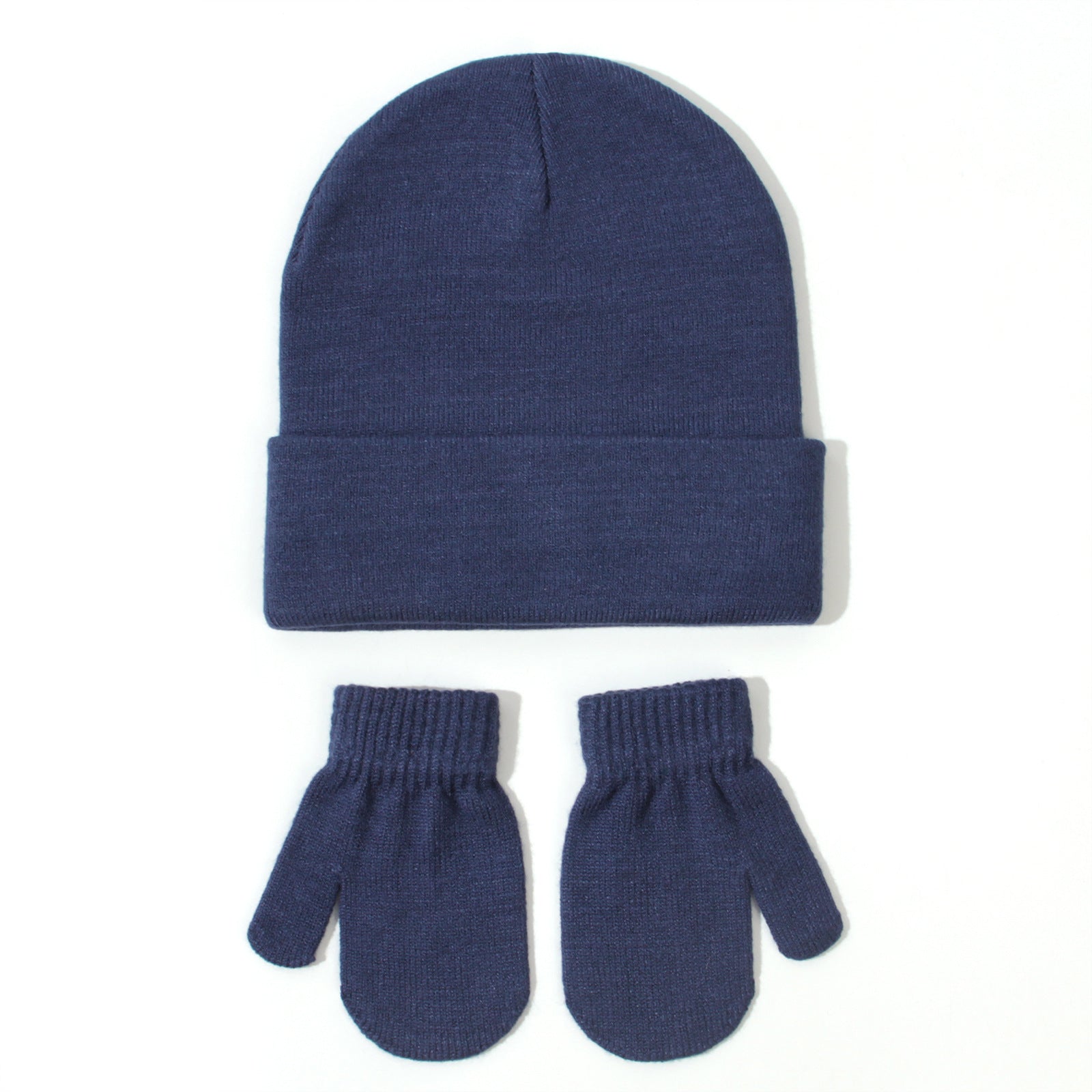 All-matching Solid Color Baby Knitted Hat Gloves Suit