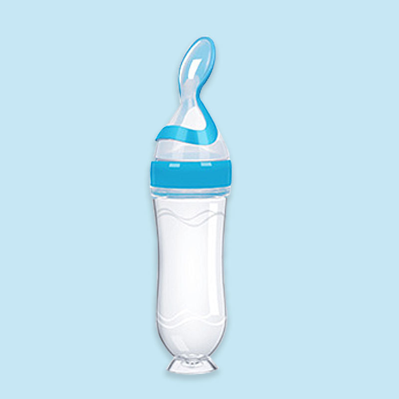Baby Silicone Rice Paste Feeding Spoon & Bottle Set