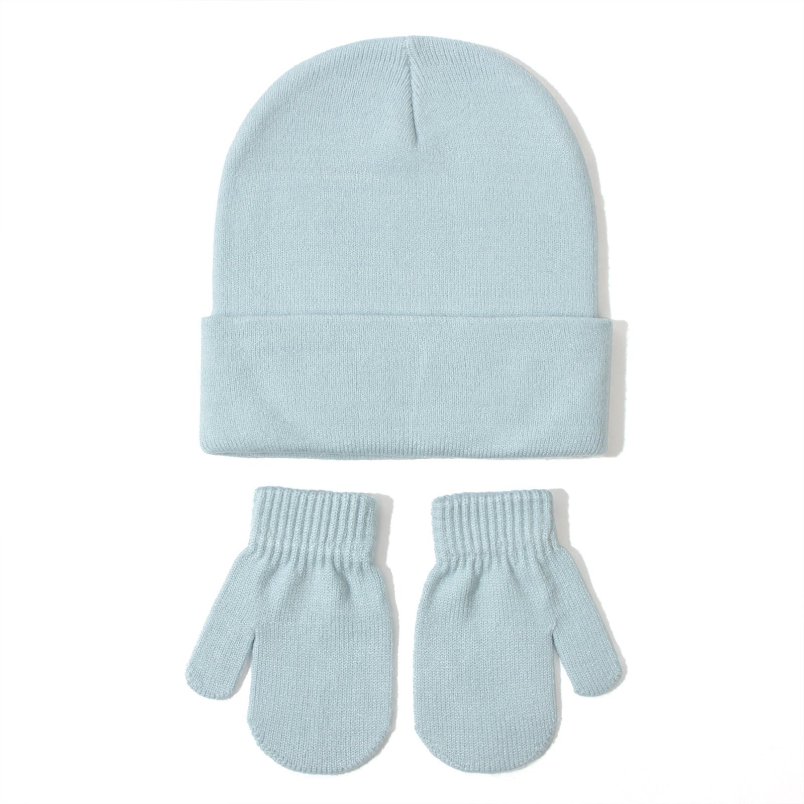 All-matching Solid Color Baby Knitted Hat Gloves Suit
