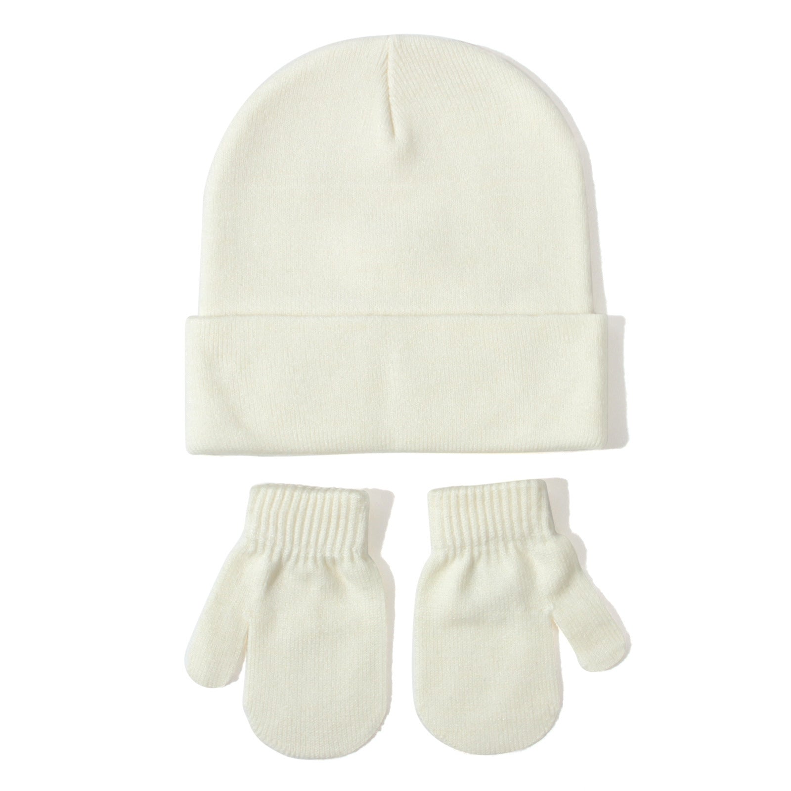 All-matching Solid Color Baby Knitted Hat Gloves Suit