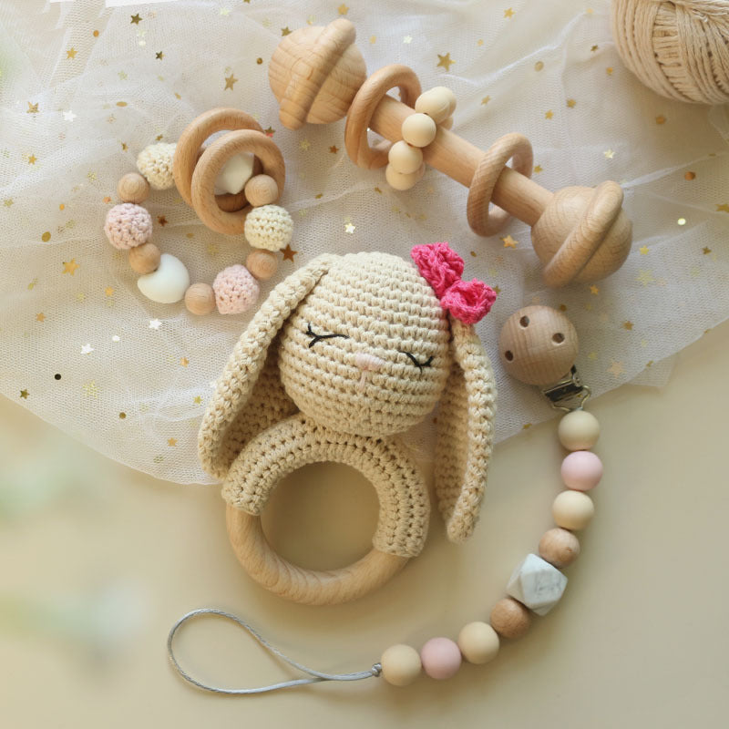 Baby Handmade Wool Crochet Rabbit Rattle Toy