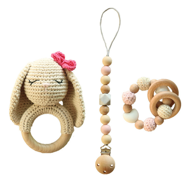 Baby Handmade Wool Crochet Rabbit Rattle Toy