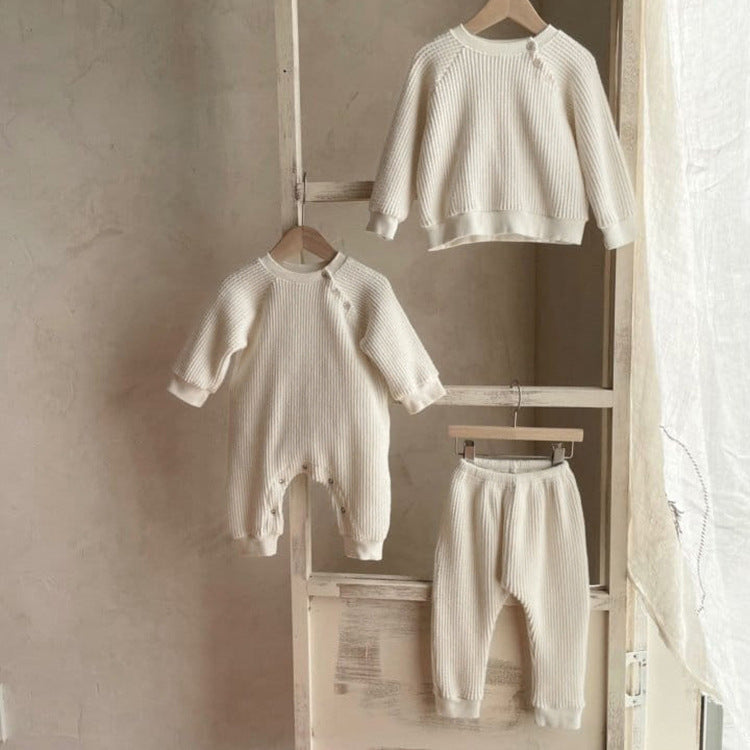 Autumn Baby Waffle Long Jumpsuit