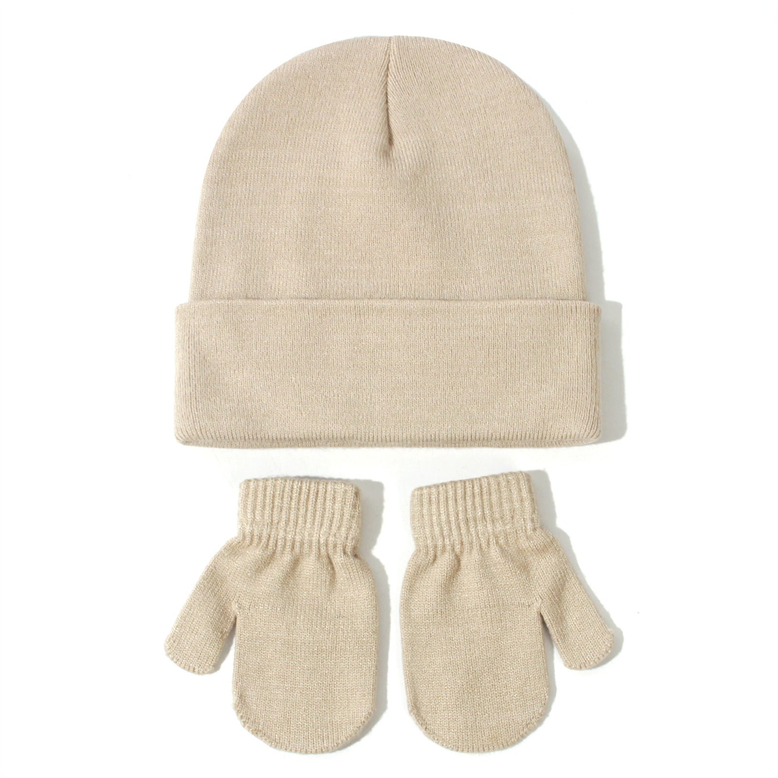 All-matching Solid Color Baby Knitted Hat Gloves Suit