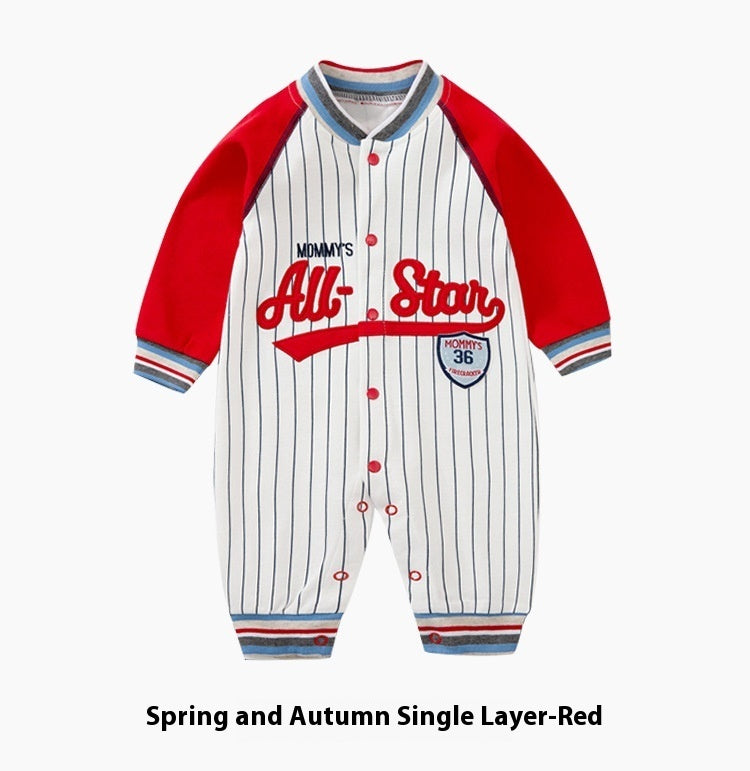 Baby Jumpsuits Long Sleeve Baseball Uniform Pure Cotton Rompers