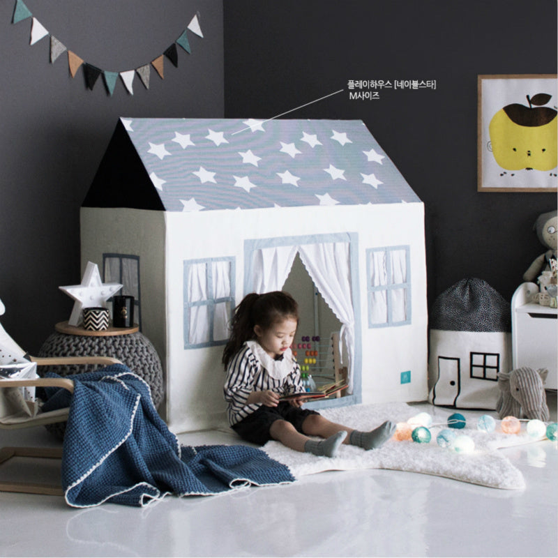 Large Cotton Canvas Baby Toy Storage Bag & Play Mat – Cute House Design, Kids Room Organizer