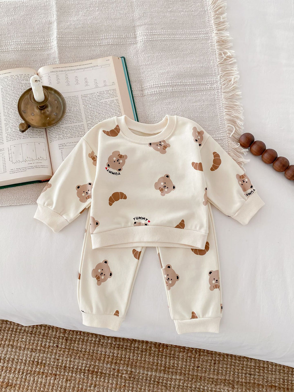 Baby Bear Long-Sleeve Suit with Round Neck & Trousers