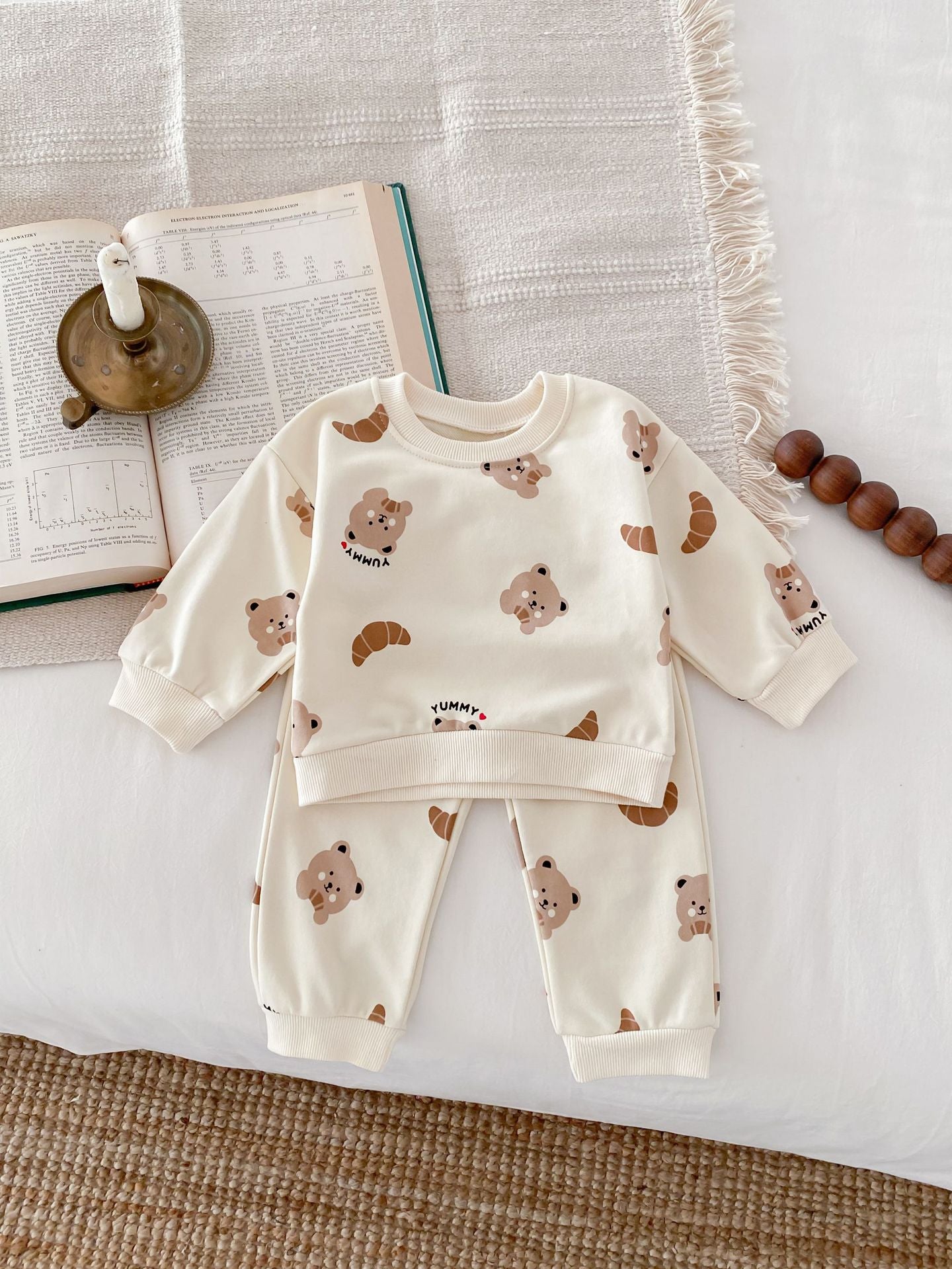 Baby Bear Long-Sleeve Suit with Round Neck & Trousers