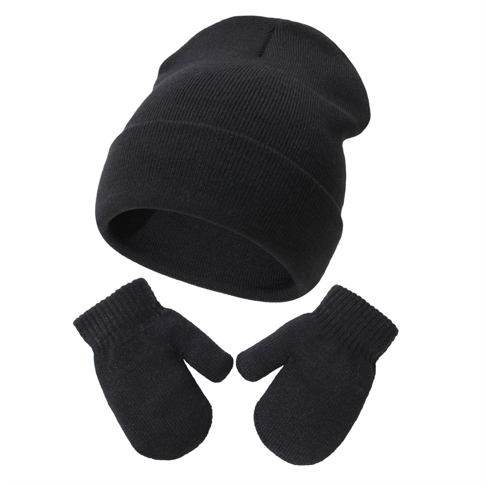 All-matching Solid Color Baby Knitted Hat Gloves Suit