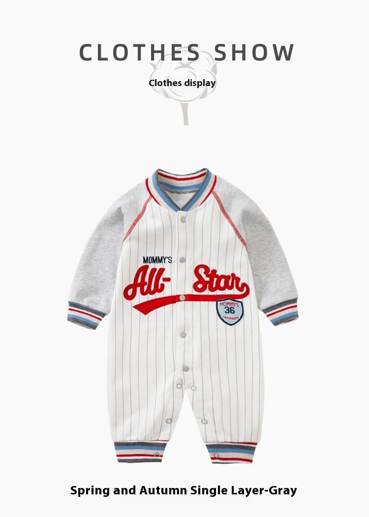 Baby Jumpsuits Long Sleeve Baseball Uniform Pure Cotton Rompers