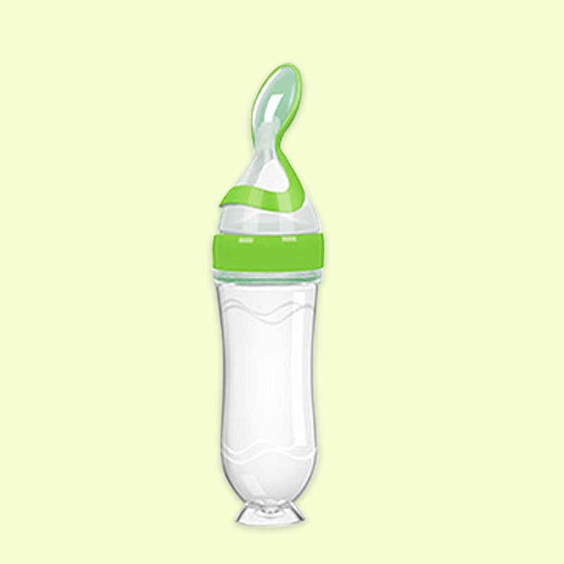 Baby Silicone Rice Paste Feeding Spoon & Bottle Set