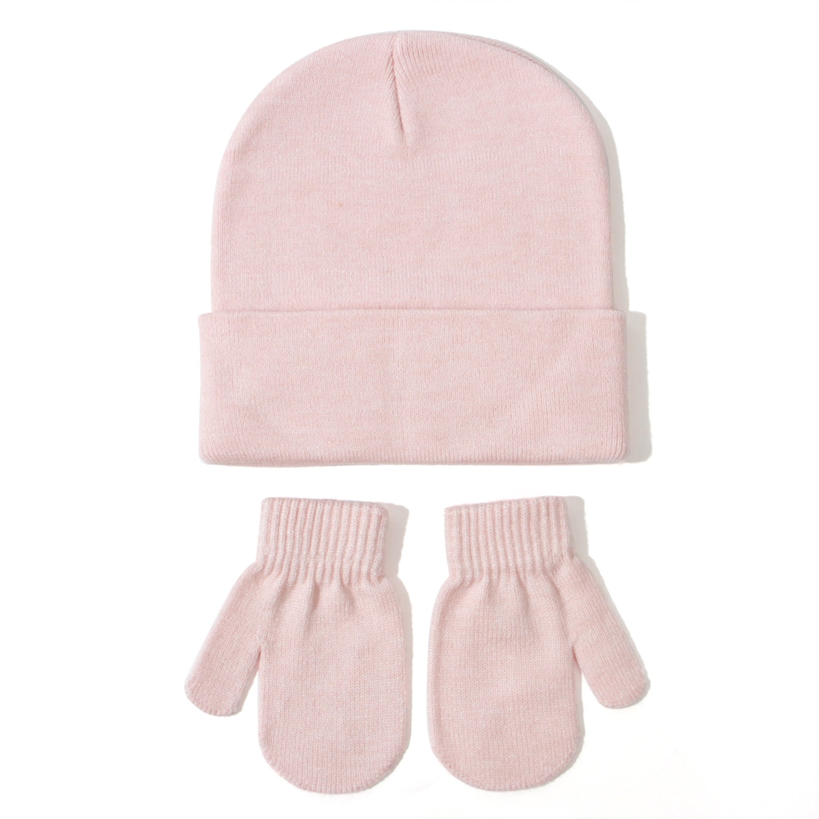 All-matching Solid Color Baby Knitted Hat Gloves Suit