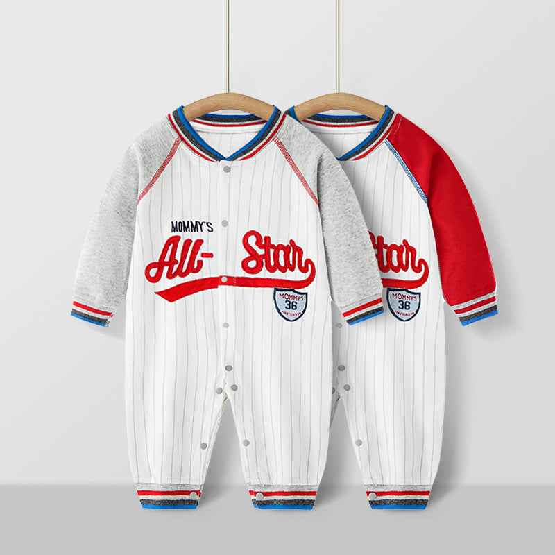 Baby Jumpsuits Long Sleeve Baseball Uniform Pure Cotton Rompers