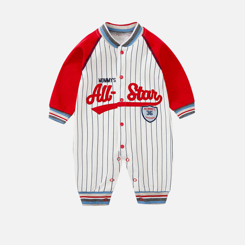 Baby Jumpsuits Long Sleeve Baseball Uniform Pure Cotton Rompers