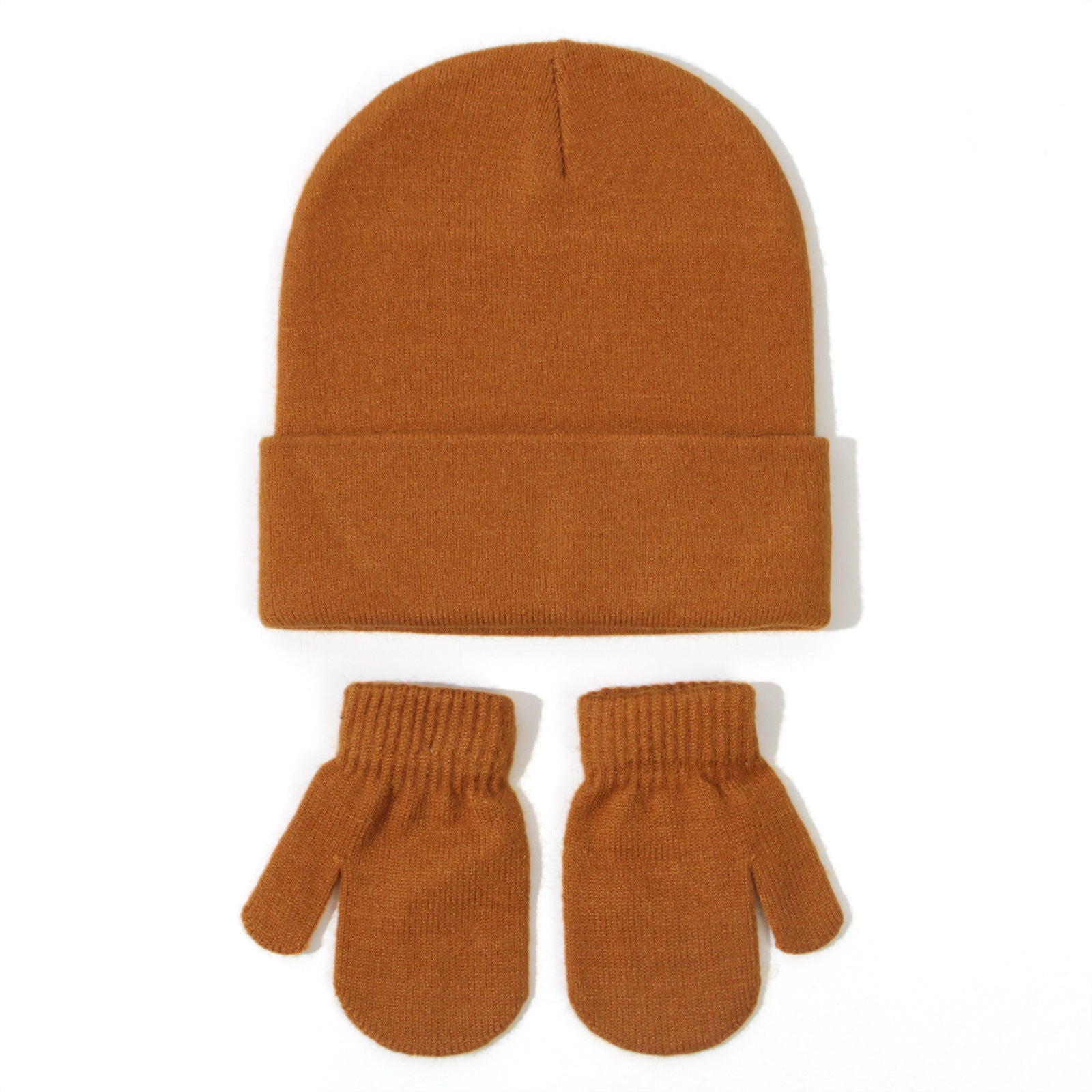 All-matching Solid Color Baby Knitted Hat Gloves Suit