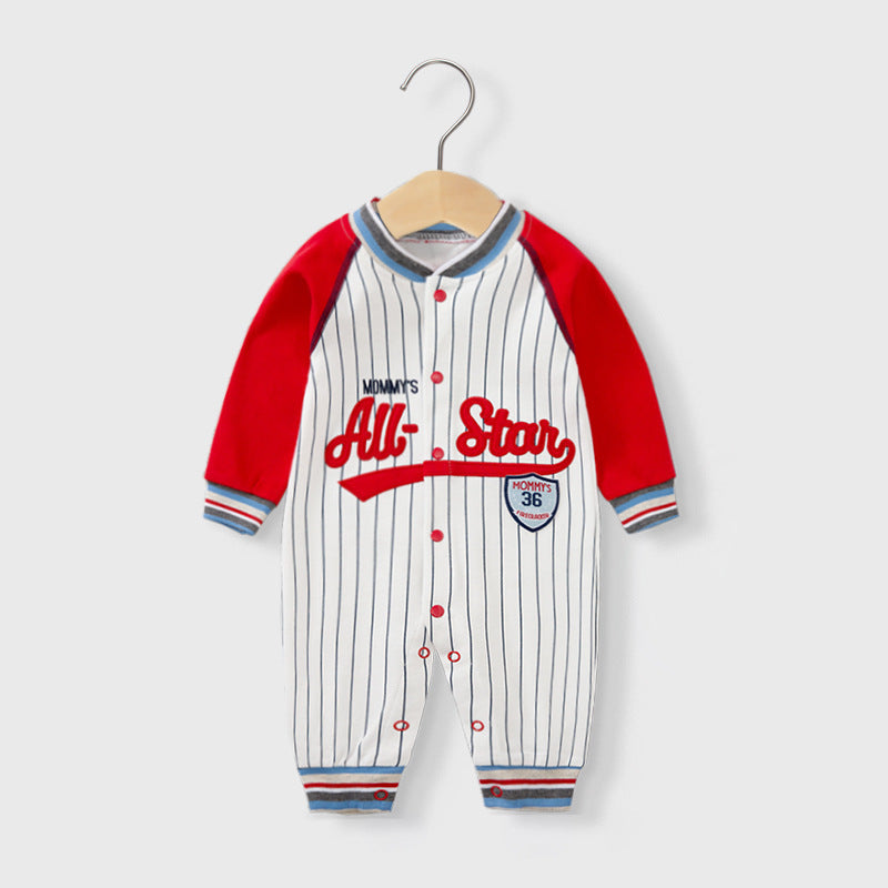 Baby Jumpsuits Long Sleeve Baseball Uniform Pure Cotton Rompers