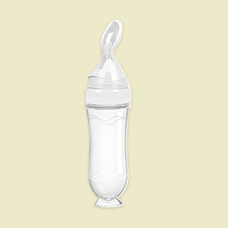 Baby Silicone Rice Paste Feeding Spoon & Bottle Set