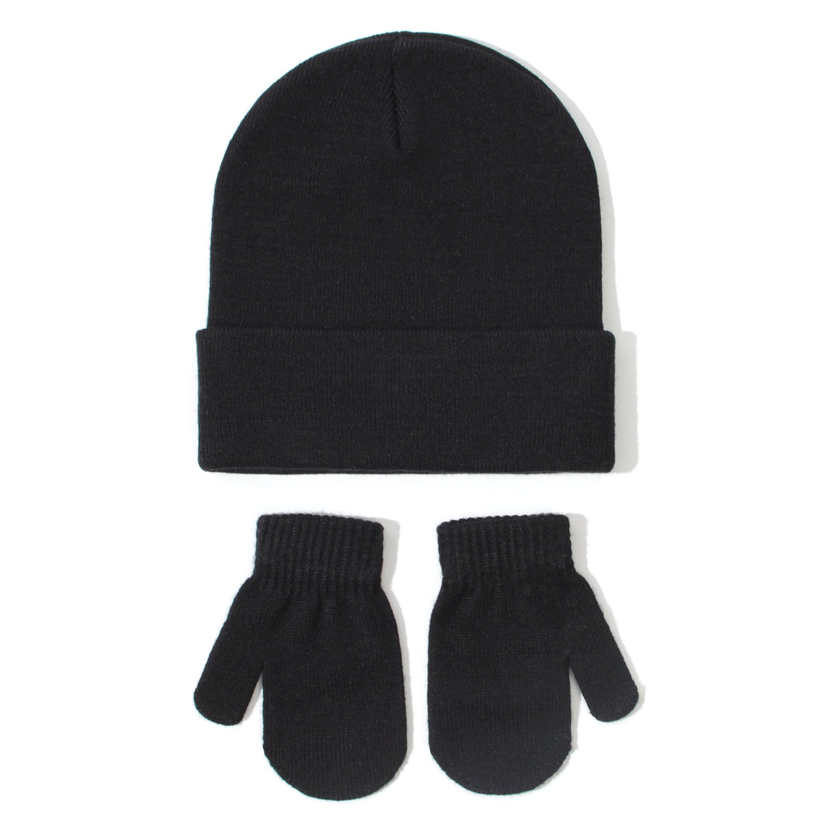All-matching Solid Color Baby Knitted Hat Gloves Suit