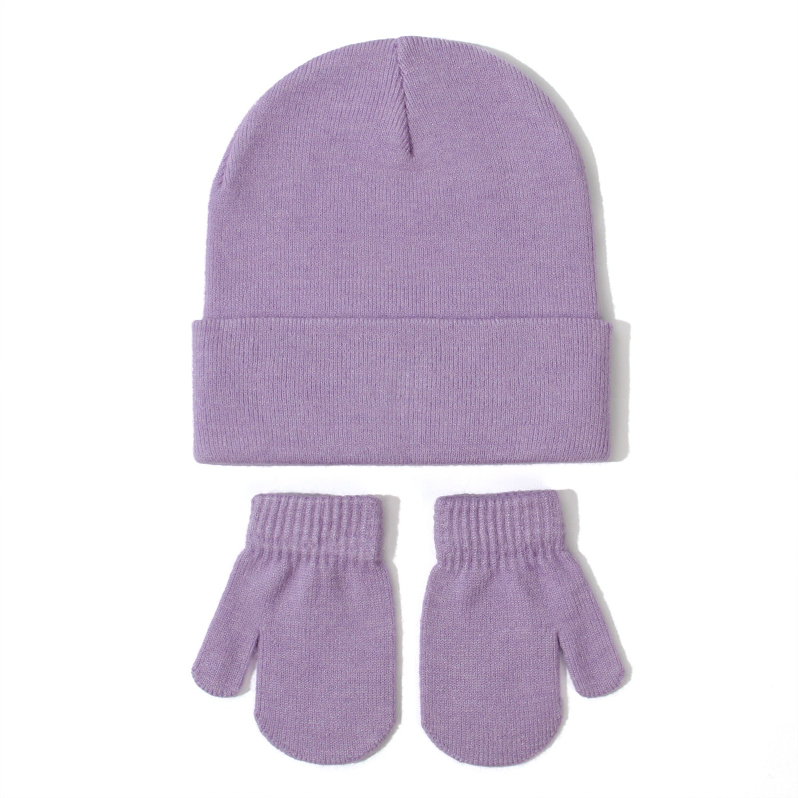 All-matching Solid Color Baby Knitted Hat Gloves Suit