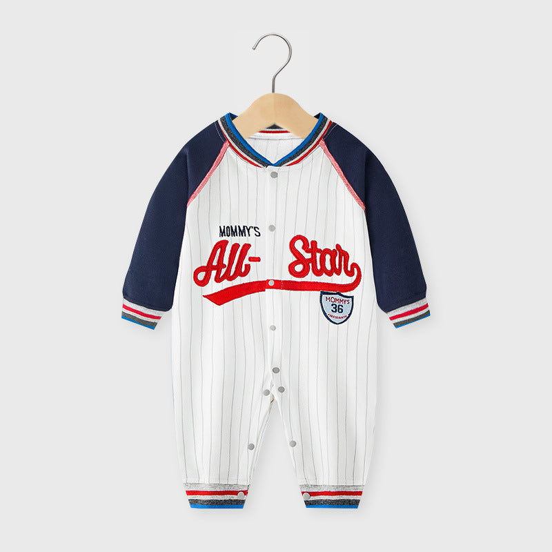 Baby Jumpsuits Long Sleeve Baseball Uniform Pure Cotton Rompers